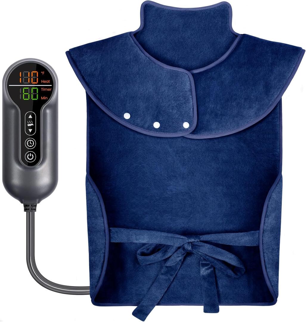 Heating Pad for Back Pain Relief, Large Electric Heat Pad for Neck and Shoulders, 6 Heat Settings & Auto Shut Off Hot Pad, Machine Washable Ultra Soft Fabric, Gifts for Women, Men, Mom, Dad (37''x 24'', Blue)