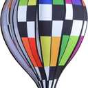 Hot Air Balloon Hanging Garden Spinner 22" - Vibrant Checkered Rainbow Design, Weather-Resistant Outdoor Decor, Durable & Lightweight for Patios, Yards, and Gardens - Eye-Catching Wind Spinner