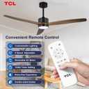 TCL Ceiling Fans with Light and Remote: 52 inch 3 Wooden Blades 3 Dimmable LED Fan for Room Indoor Modern Farmhouse Decor - 6 Speed Memory DC Reversible Fan Lights (Brown, 52 Inch)