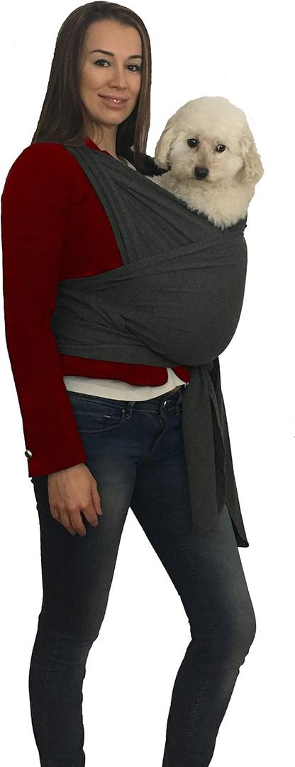 Pet Carrier Sling | Front | Adjustable Hands Free Front Facing Dog Pouch | Relieves Your Pet's Anxiety and Stress (Dark Grey)