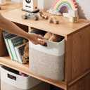 UBBCARE Set of 4 Storage Cubes-13 X 13 X 13 In, Cotton Rope Basket for Shelves, Toys, Book, Cube Storage Bin with Handles, Woven Storage Basket for Organizing, White/Brown