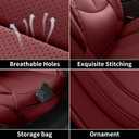 Car Seat Covers Full Set, Luxury Faux Leather Car Seat Covers Waterproof Non-Slip Seat Protector Universal Fit for Most Cars SUVs Trucks Pick-ups,Car Accessories Interior for Women (Wine-Full Set)