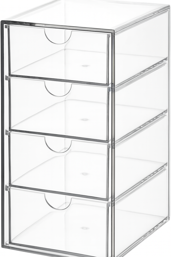 2-Piece Acrylic Makeup Organizer Set – Clear Cosmetic Storage Drawers for Vanity, Bathroom, or Desk