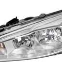 PHILTOP Headlights Assembly Compatible with 2015 2016 2017 2018 Ford Focus,Chrome Housing Clear Lens Amber Reflector,Halogen Headlamps Left & Driver Side