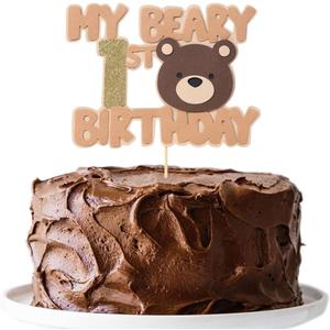 My Beary 1st Birthday Cake Decorations - Boy Bear First Party Decoration, Cute Bear Cake Topper