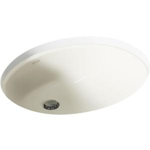 KOHLER 2210-96 Caxton Under-Mount Bathroom Sink, Include Overflow Drain, Fits 14" x17" Cutouts, Undermount Installation, Biscuit