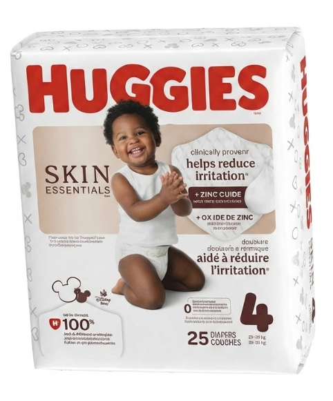 Huggies Size 4 Diapers, Skin Essentials Baby Diapers, Size 4 (22-37 lbs), 25 Count