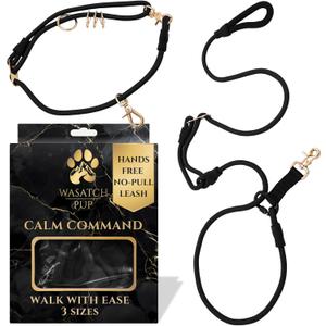 Hands-Free No-Pull Dog Leash | Durable Adjustable Training Lead for Dogs | Calm Command Outdoor Activity Leash for Active Pet Lifestyle Breeds | Ergonomic Handle - Medium (25-60 lbs)
