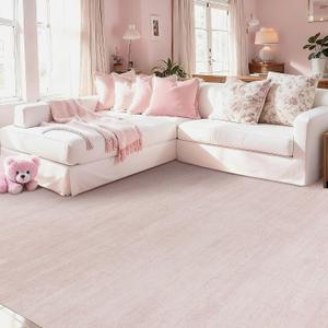 BILEEHOME Large Area Rug for Bedroom,Washable Abstract Boho Rugs for Living Room 9x12,Pink