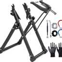 Bicycle Wheel Truing Stand Foldable Maintenance Tool Sturdy Frame Space Saving Design Adjustable Knob with Measurement Tools for Front and Rear Wheels Bike Repair Accessories