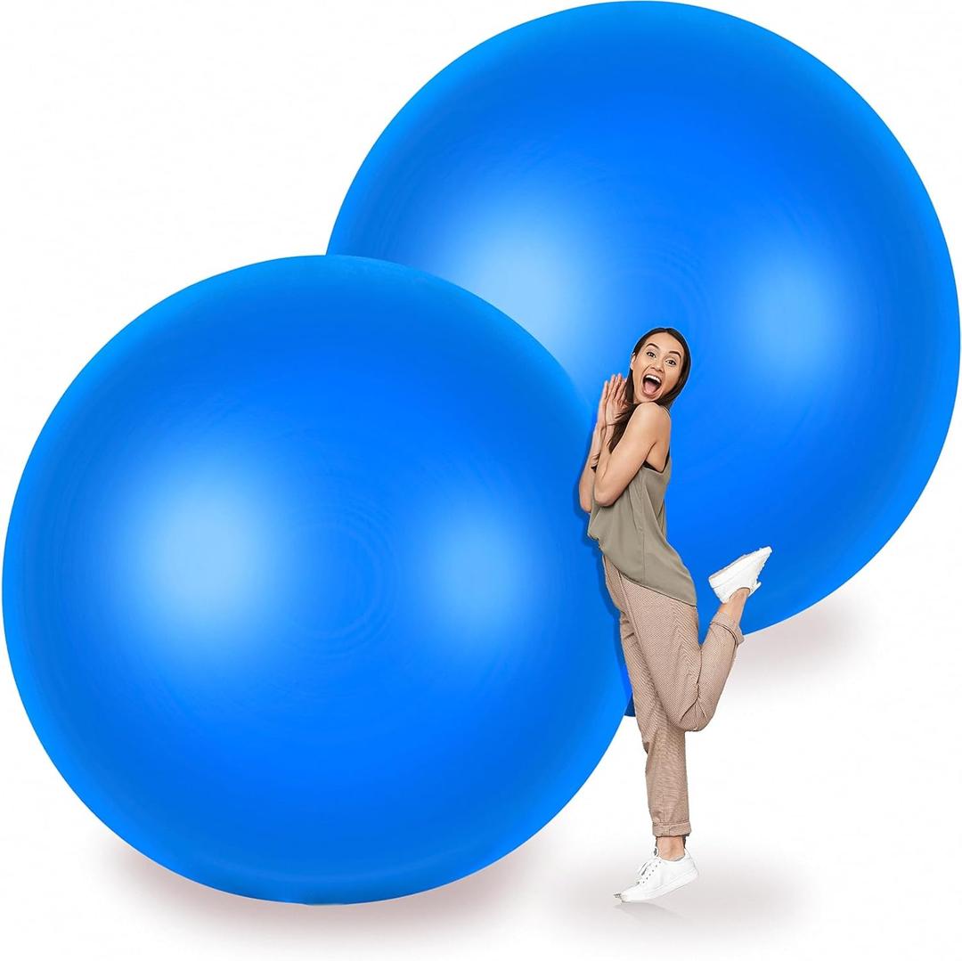 Leitee 2 Pcs 72 Inch Giant Balloons Round Latex Large Human Egg Jumbo Balloons Inflatable Air Decorations for Birthday Party Wedding Engagement (Blue)