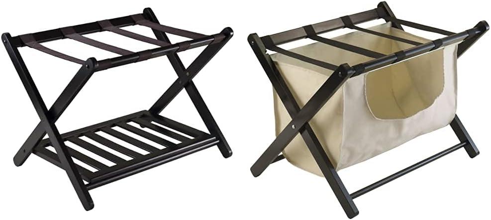 Winsome Luggage Rack Bundle with Storage Shelf and Removable Basket Winsome Luggage Rack Bundle with Storage Shelf and Removable Basket