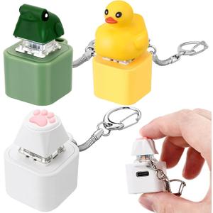 3 Pcs Croaking Frog Duck Cat Paw Keychain Noise Maker Frog Fidget Rechargeable Adults Fidget Keyboard Clicker with Colorful Light Fun Anxiety Relief Sensory Christmas Stocking Stuffers