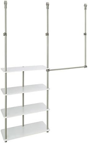 ClosetMaid 55300 Closet Maximizer with (4) Shelves & Double Hang Rod, Tool Free Add On Unit, White Finish,11.6 x 53 x 74 inches