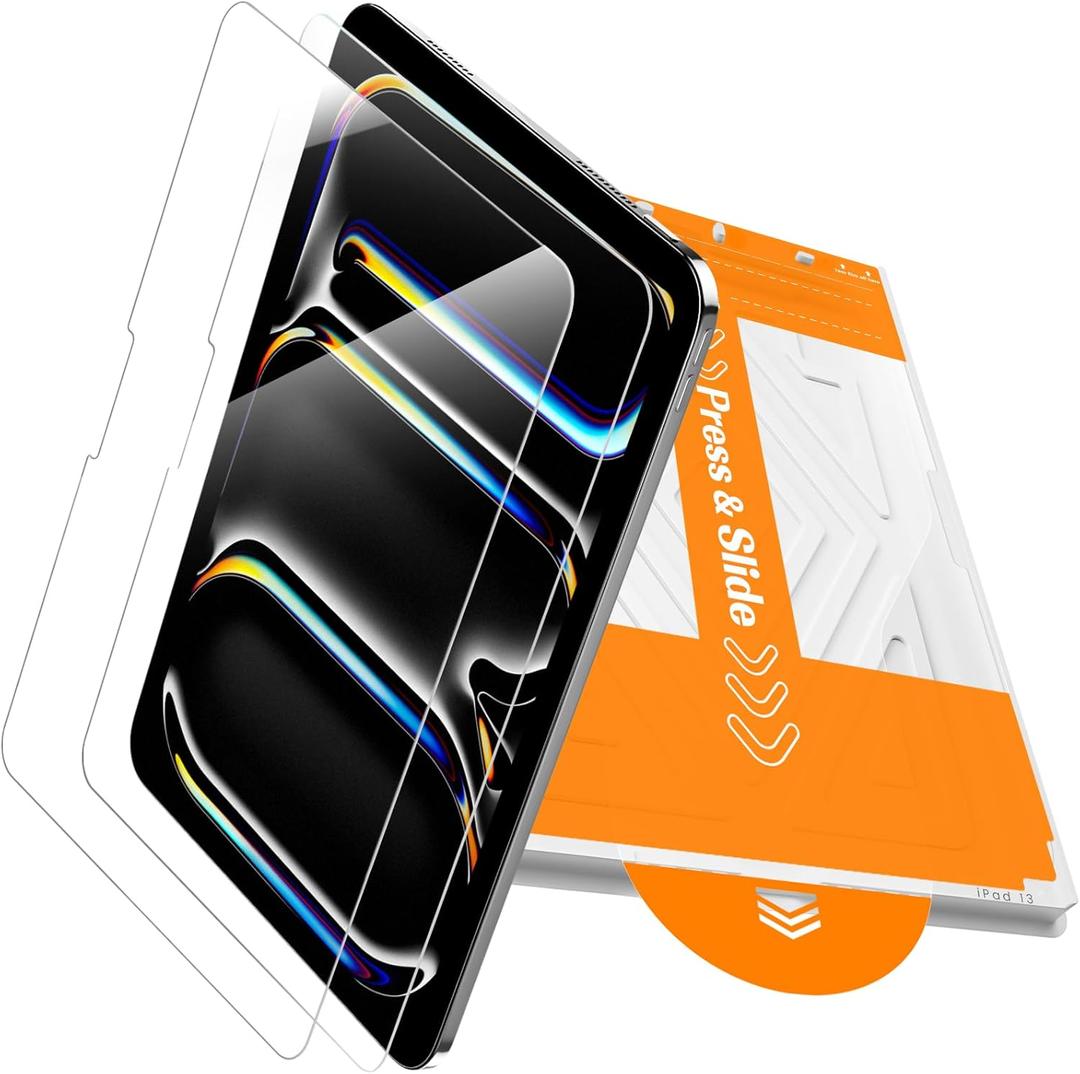 PandaShield 2 Pack Screen Protector for iPad Pro 13 inch (M5/M4 2025/2024) - 9H+ Tempered Glass, Easy-Install Box Included, Bubble-Free, HD Clarity, Scratch Resistant, Apple Pencil Compatible