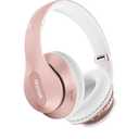Wireless Bluetooth Headphones Over Ear 65H Playtime HiFi Stereo Headset with Microphone and 6EQ Modes Foldable Bluetooth V6.0 Headphones for Travel Smartphone Computer Laptop Rose Gold