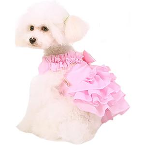 Fashion Sweet Puppy Dog Chiffon Princess Dress for EXTRAL Small and Small Medium Dog Pink XL