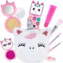 PERRYHOME Unicorn Kids Makeup Kit, Non-Toxic Real Cosmetic, Washable Makeup Set, Princess Toys & Birthday Gifts for 3-12 Years Old (White)
