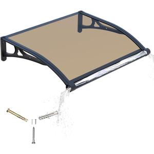 Awning for Door Entrance,40x40 Inch Awnings for Doors with Drainage Sink,Window Canopy Exterior with Aluminum Alloy Bracket,Solid Polycarbonate Cover,UV,Rain,Snow Protection for House,Porch,Patio,Deck