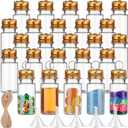 Bokon 25set 10ml Mini Plastic Bottles with Lids Inner Cover Funnels, Small Potion Bottles with Caps Tiny Clear Sand Art Jar Wishing Vial for Birthday Christmas Party Decoration DIY Craft Gift(Gold)
