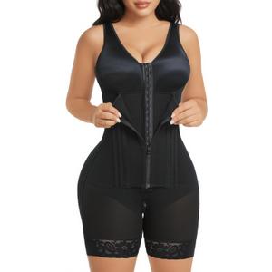 YIANNA Overbust Fajas Colombianas Shapewear for Women Tummy Control Body Shaper Girdles Post Surgery Compression Garment (Black, M)