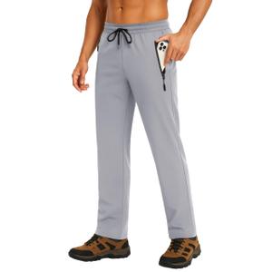 Forik Men's Lightweight Joggers Pants Athletic Casual Quick Dry Water Resistant Workout Hiking with Pockets Lightgrey