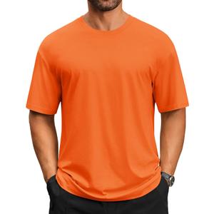 Cotrasen Men's T-Shirts Short Sleeve UPF 50+ Lightweight Moisture Wicking Casual Basic Crew Neck Tee Shirts Orange US XL