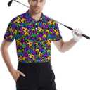 Golf Shirts for Men Funny Polo Short Sleeve Performance Moisture Wicking Quick Dry Mens Hawaiian Polo Shirt (Purple, M)