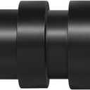 Ivilon Curtain Rods for Windows - Stepped End Cap, 1 inch Diameter, Telescoping Adjustable Curtain Rod, 72 to 144 Inches. Color Black