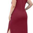 OLRIK Plus Size Maxi Dresses for Curvy Women 2026 Summer Casual Cap Sleeve Split Long Dress with Pockets Loose Fit (Red, XXL)