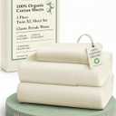 LANE LINEN 100% Organic Cotton Twin XL Sheets Set, 3-Piece Pure Organic Cotton Percale Sheets, Cotton Bedsheets, Ultra Soft Bedding Sheets, Breathable, Fits Mattress Upto 15" Deep - Natural