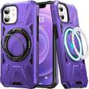 LUMARKE Strong Magnetic for iPhone 12 Pro Max Case - Military-Grade Drop Tested - Built-in Kickstand Shockproof Protective Phone Cover 6.7 for Women Girls - Purple
