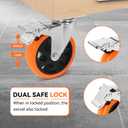 W B D WEIBIDA Swivel Caster Wheels for Cart, 5 Inch Industrial Heavy Duty Casters Set of 4, Top Plate Casters with Brake, No Noise Polyurethane Wheels for Cart, Furniture, Workbench