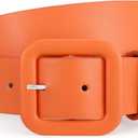 WHIPPY Women Leather Belt Candy Color Fashion Square Buckle Belt Ladies Belt for Jeans Pants Dresses