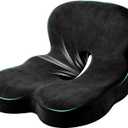 Ergonomic Memory Foam Reenly Seat Cushion & Non-Slip Base with Adjustable Straps,Seat Cushion for Truck Driver and Office Chair Cushion,Removable Washable Cover- Plush Velvet