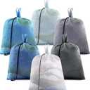 6 Pack 20 x 17 Inches Blue Soft Mesh Laundry Bag with Handles Machine Washable Secure Drawstring Closure Large Sturdy Mesh Net Laundry for College Travel Dorm Laundromat
