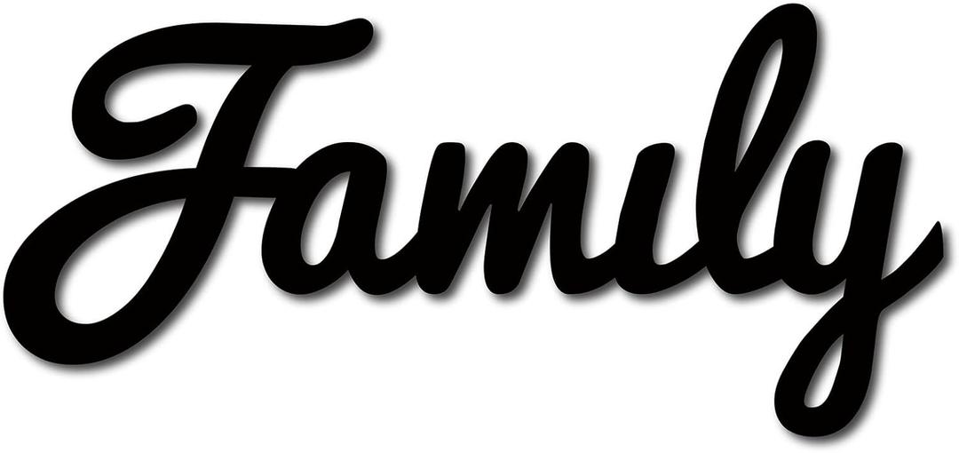 CREATCABIN Wood Family Sign Wall Decor Art Cutout Letter Word Laser Cut Unfinished Decorative Accessories Rustic for Living Room Home Door Farmhouse Porch Bedroom Decoration 11.8 x 5.47 Inch,Black