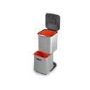 Joseph Joseph Totem Compact 10.5 Gallon/40 Litre Waste Separation and Recycling Kitchen Bin with Odour Filter and Removable Food Waste Caddy, Stainless Steel