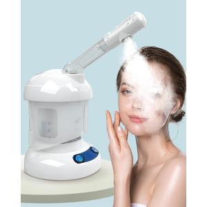 Tabletop Facial Steamer - Kingsteam Nano Ionic Face Steamer with 360 Rotating Arm, Moisturize, Remove Blackheads, Portable Facial Steamer for Home Facial Spa or Beauty Salon, White