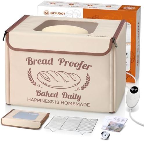GIYUDOT Folding Bread Proofing Box with 50-113℉ Temp Control & 48H Timer, Dough Proofer with Metal Rack, Humidor, Recipes, Ideal for Sourdough, Bread Baking, Pizza, Yogurt, Kombucha, Precise Control