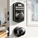 Veise Keyless Entry Door Lock with 2 Knobs, Electronic Backlit Keypad Deadbolt with Handle Set, Auto Lock, One-time Codes, Smart Deadbolt for Front Door, Easy Installation, Matte Black