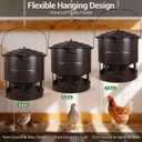 Metal Hanging Chicken Feeder No Waste, Rain-Proof Automatic Chicken Feeders, No-Spill Poultry Feeder, Rat Proof Gravity Chicken Feeder with 12 Ports for Farm & Backyard Chicken Coop