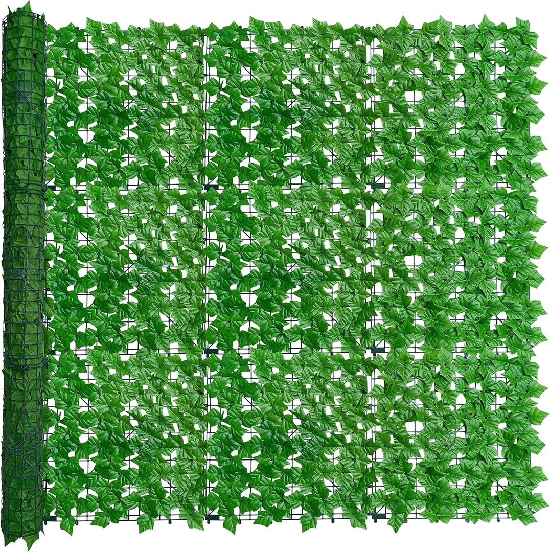 Artificial Ivy Privacy Fence Wall Screen,60X120 in UV-Anti Faux Light Green Backdrop Ivy Vine Leaf Hedges Fence Panels for Patio, Balcony, Garden, Backyard Indoor Outdoor Greenery Wall Decor (60*120 Pale green)