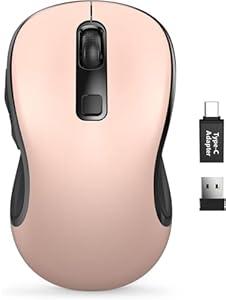 Trueque Wireless Mouse for Laptop, 2.4GHz Ergonomic Computer Mouse with Back & Forward Buttons, 3 Adjustable DPI Levels, 6 Buttons, Optical USB Cordless Mice for Windows PC (Pink, 1 Pack)