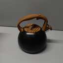 BELANKO 2.7 Quart Tea Kettle for Stovetop - Food Grade Stainless Steel with Diamond Texture, Designer Teapot Look, Cool-Touch Wood Pattern Handle, Whistling Spout - Matte Black