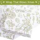 RayofSun Green Floral Wrapping Paper Roll 17 in x 32 ft Mini Roll Vintage Toile Flower Gift Wrap Paper for Girls Women All Occasion Wedding Birthday Bridal Shower Party Baby Shower Valentine's Day
