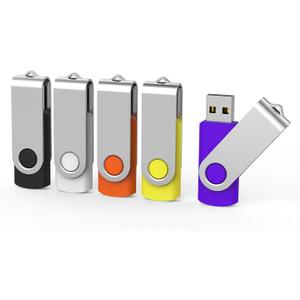 Aiibe 5 Pack 64GB USB Flash Drive 64 GB Flash Drives Thumb Drive Swivel USB Stick USB 2.0 Pen Drive (64G, 5 Mixed Colors: Black Red Yellow White Purple)