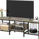 VECELO Industrial TV Stand for 70 Inch Television Cabinet 3-Tier Console with Open Storage Shelves, Entertainment Center Metal Frame for Living Room, Bedroom, 63 Inch, Grey
