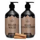 Striking Viking Beard Care Set (Sandalwood) - Paraben & Sulfate Free Shampoo with Jojoba Oil - Deep Clean for All Beard Types (10oz Per Bottle)