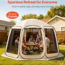 VEVOR Pop up Screen House Tent, 12 x 11 ft, 10-12 Person Screen Gazebo, Portable Screened in Canopy with Carry Bag, Netting Sides, Ground Stakes, for Garden, Patio, Backyard, Outdoor Activities, Beige, 12x11x7.55 FT